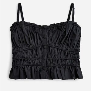 NWT J. Crew Black Smocked Button-Front Cami